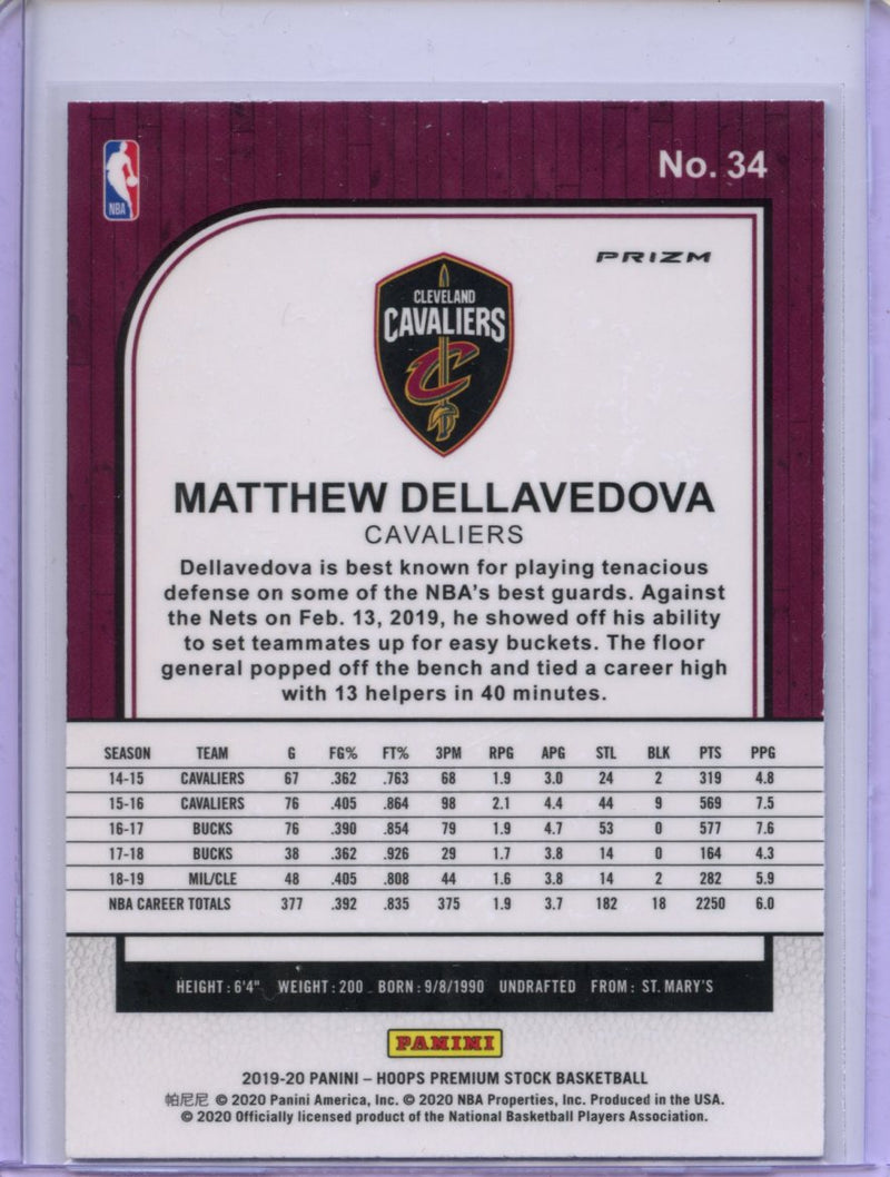 2019-20 Hoops Premium Matthew Dellavedova Blue Prizm