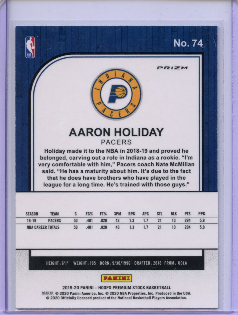 2019-20 Hoops Premium Aaron Holiday Blue Prizm