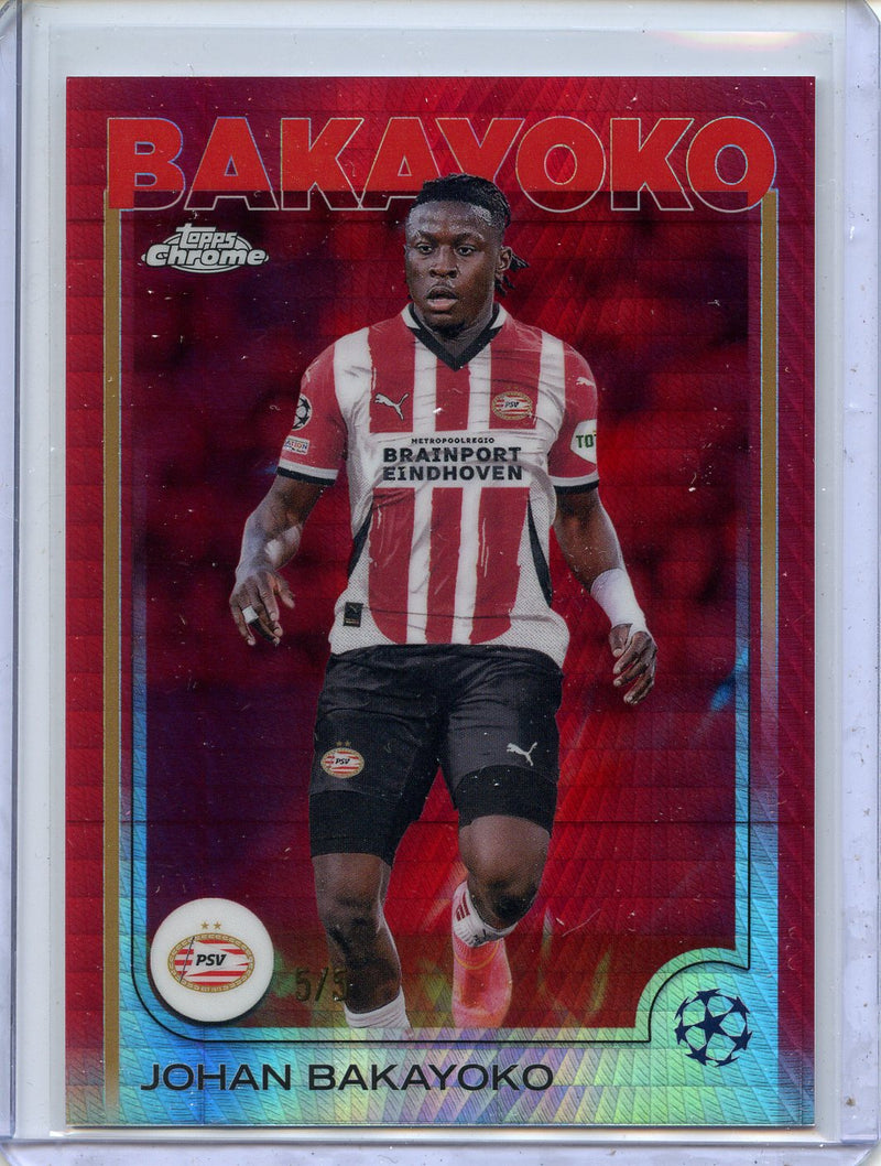 2024-25 Topps Chrome UEFA Club Comps Johan Bakayoko Red Prism 5/5