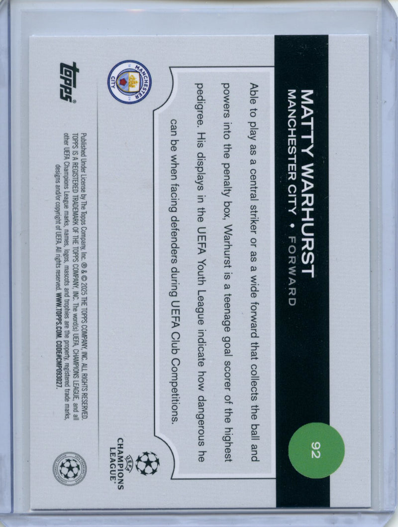 2024-25 Topps UEFA CC Matty Warhurst Northern Lights