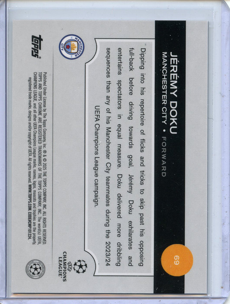 2024-25 Topps Chrome UEFA Club Comps Jeremy Doku Black Prism 8/10