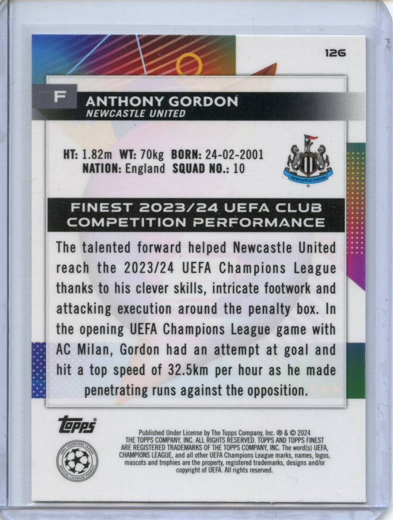 2023-24 Topps Finest UEFA Club Competitions Anthony Gordon