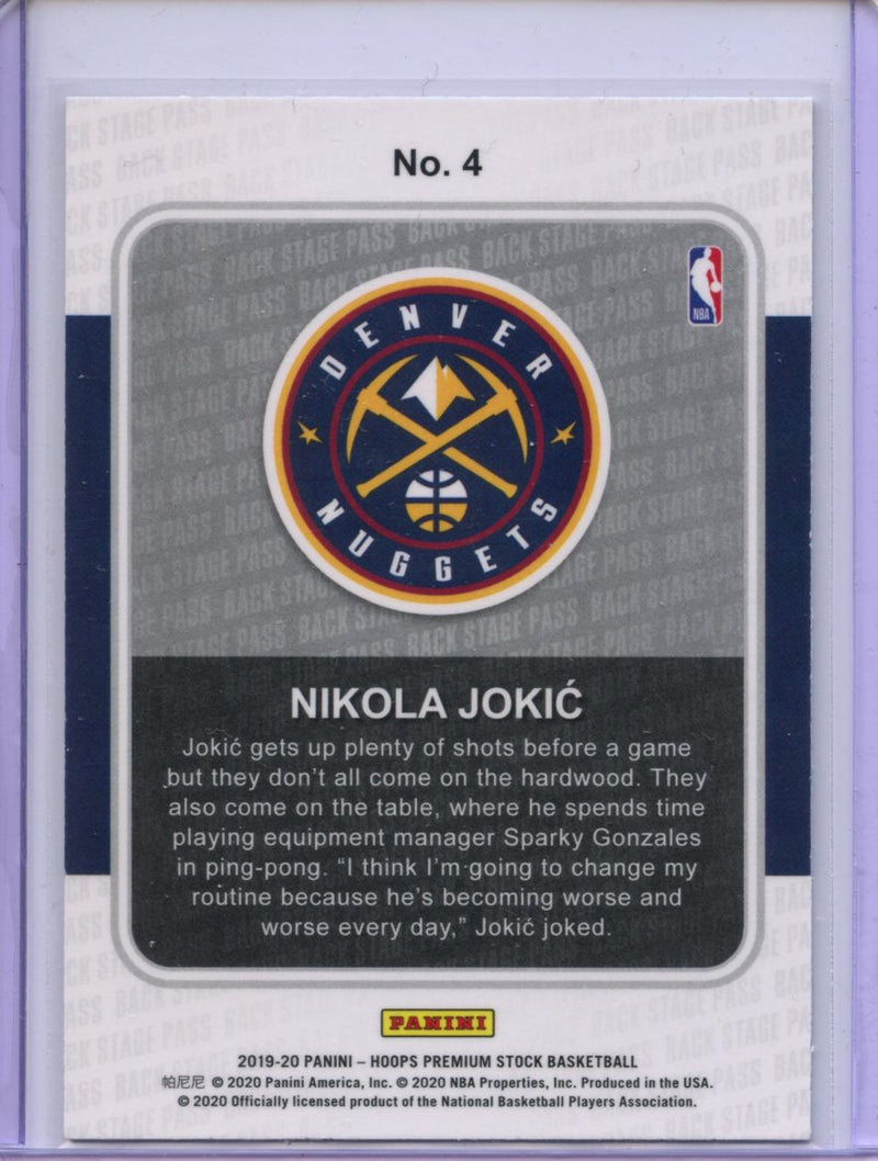 2019-20 Hoops Premium Nikola Jokic Backstage Pass