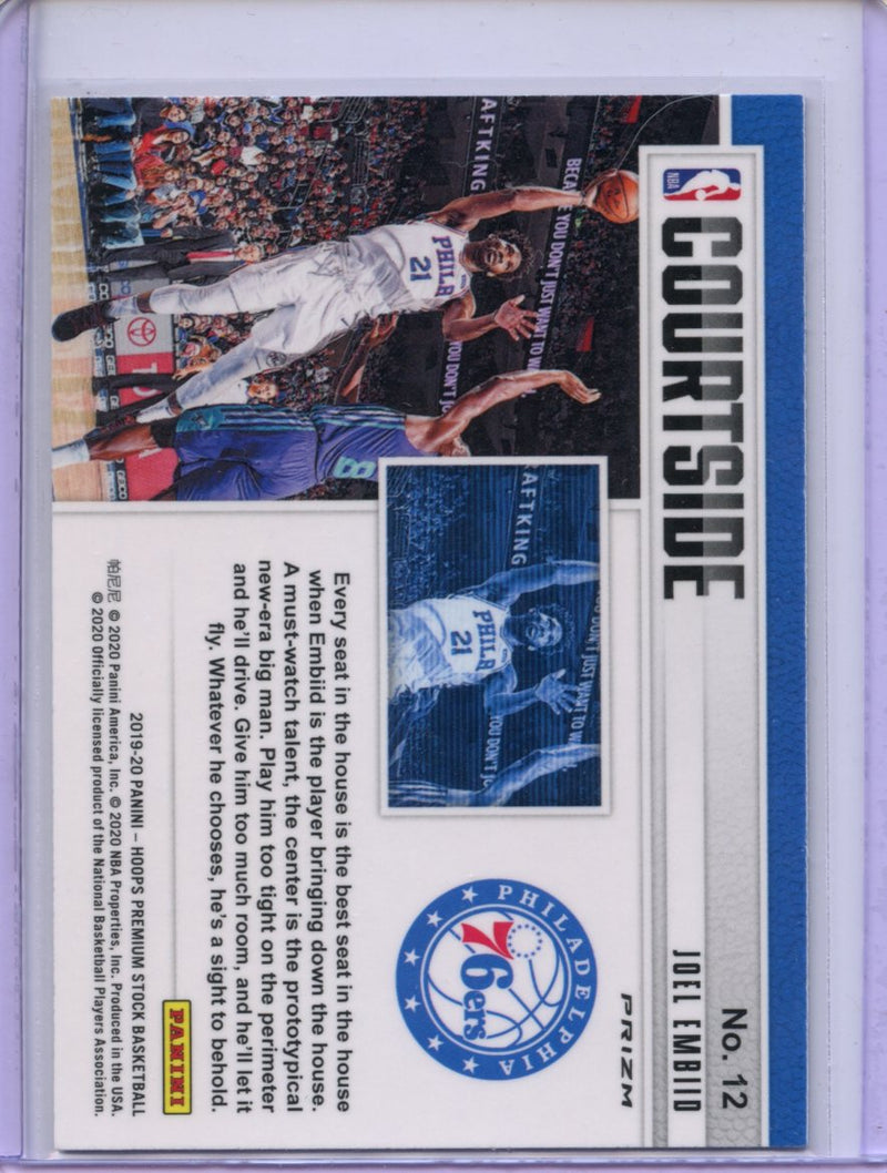 2019-20 Hoops Premium Joel Embiid Courtside Blue Prizm