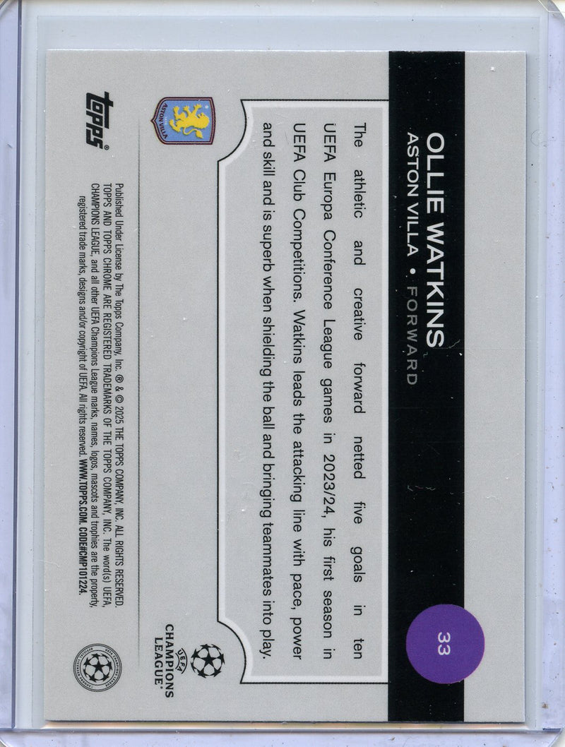 2024-25 Topps Chrome UEFA Club Comps Ollie Watkins Magenta Prism 74/75