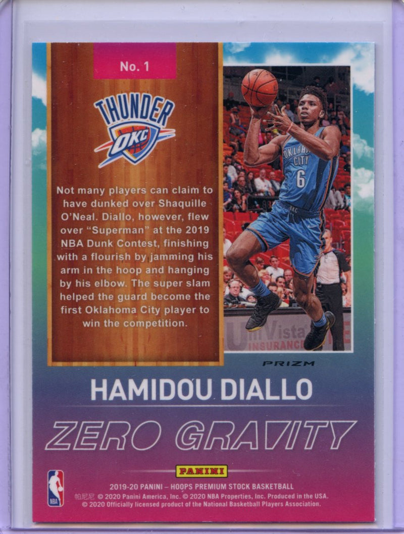 2019-20 Hoops Premium Hamidou Diallo Zero Gravity Blue Prizm