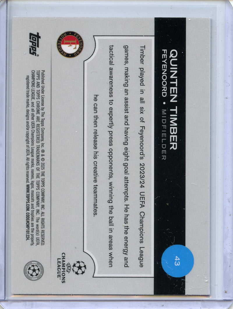 2024-25 Topps Chrome UEFA Club Comps Quinten Timber Magenta Prism 34/75