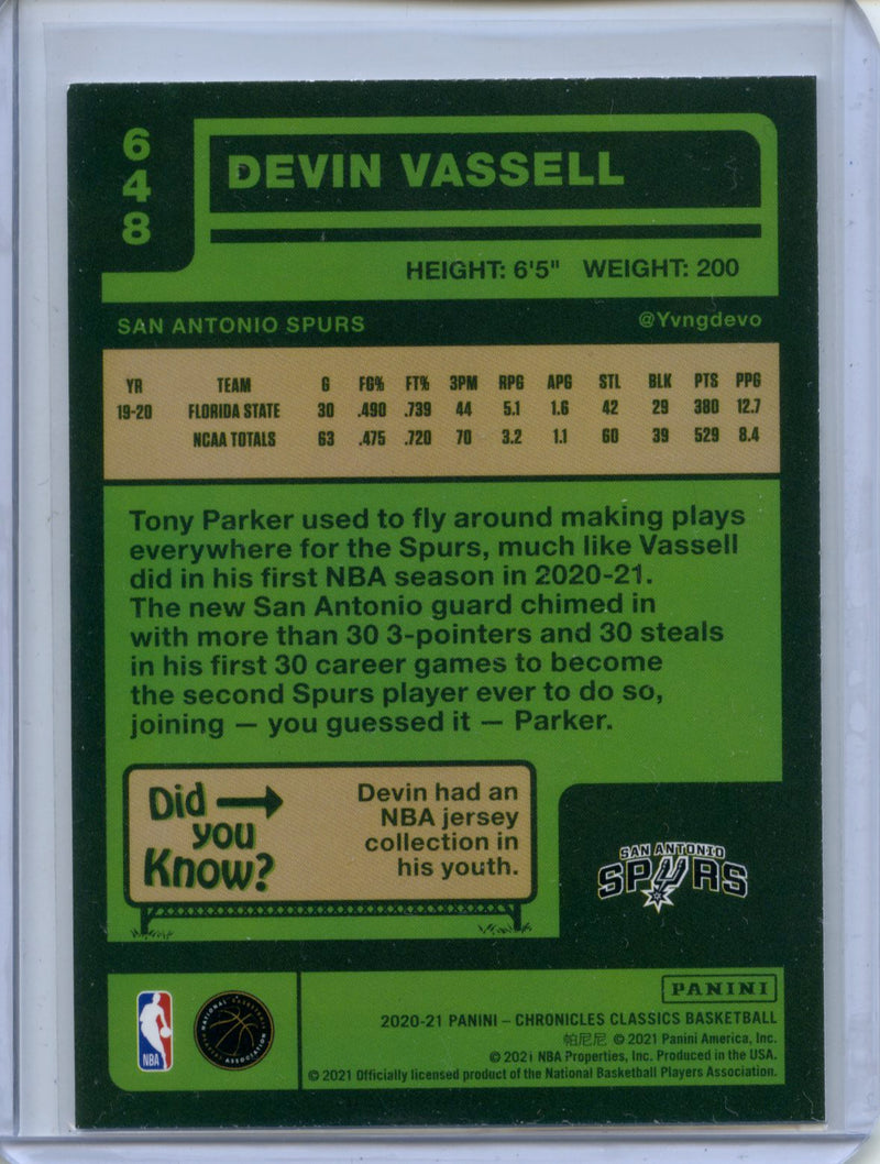 2020-21 Panini NBA Chronicles Devin Vassell Classics