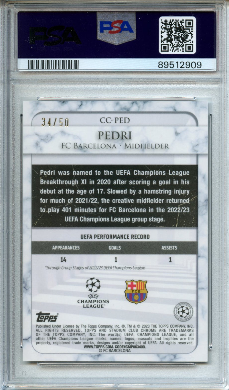 2022-23 Topps Stadium Club Competitions Pedri Championship Contributions Gold 34/50