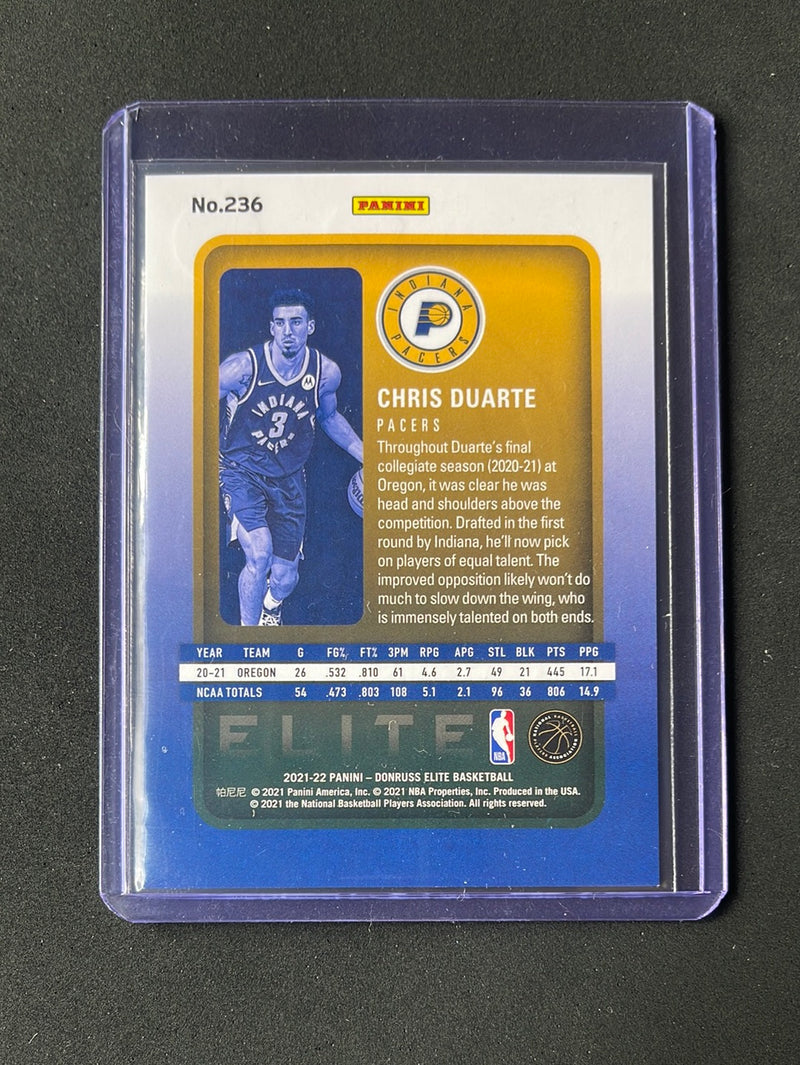 2021-22 Donruss Elite Chris Duarte Orange Rookies 183/210