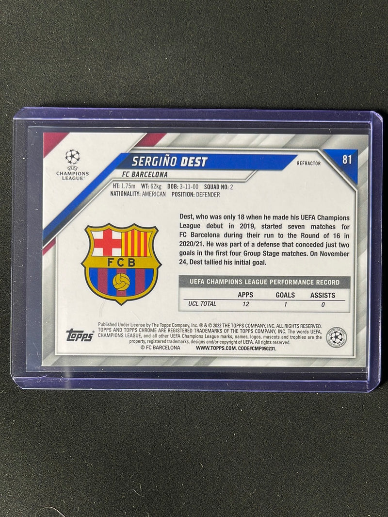 2021-22 Topps Chrome UEFA Champions League Sergino Dest Refractor