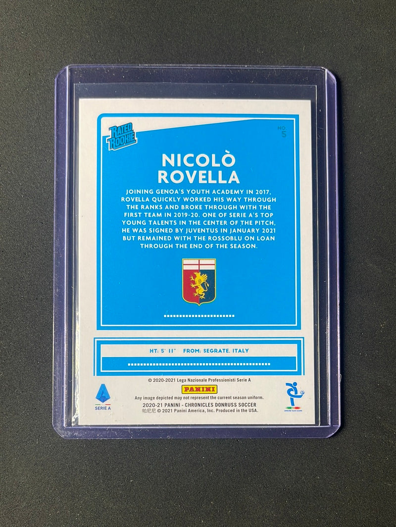 2020-21 Panini Chronicles Nicolo Rovella Donruss Rated Rookies Serie A Purple Astro