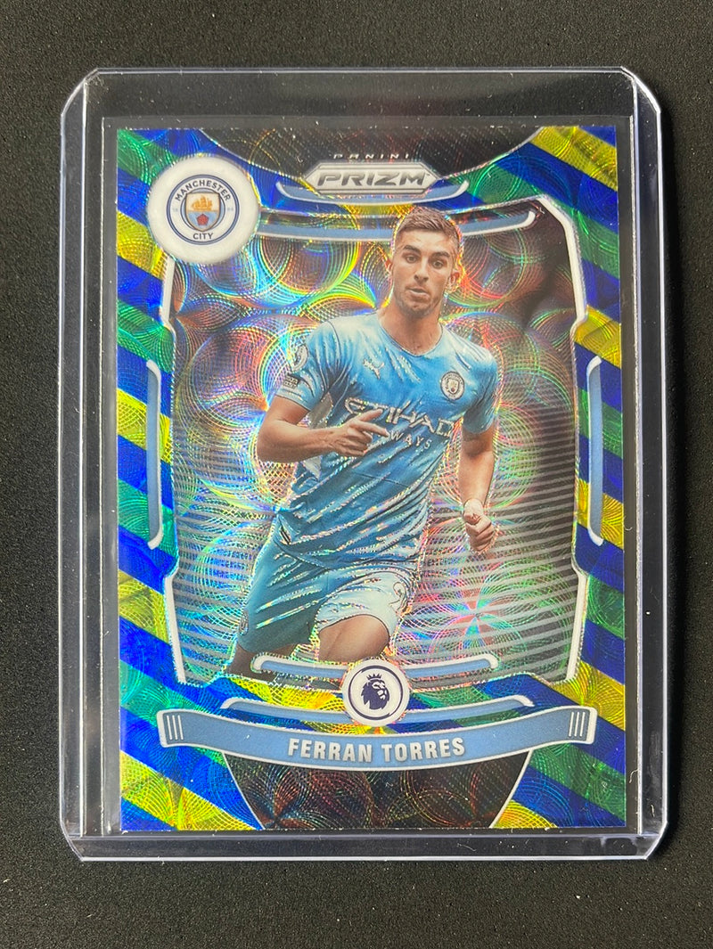 2021-22 Prizm Premier League Ferran Torres Blue/Yellow/Green Choice Prizm