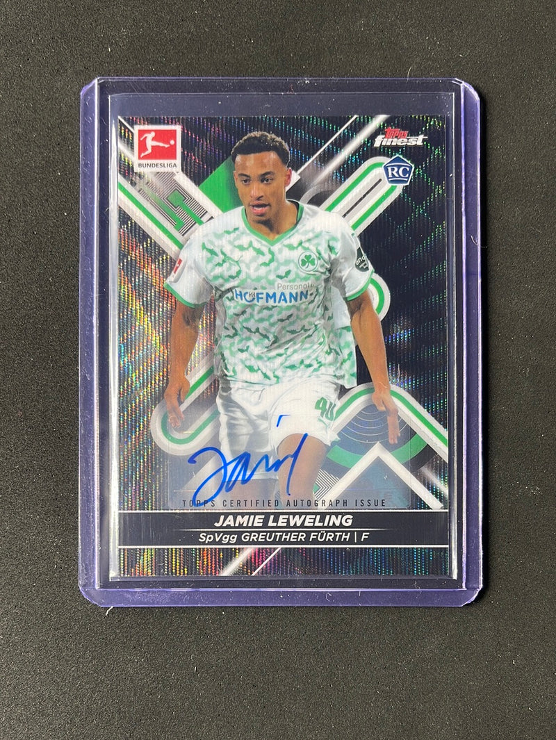 2021-22 Topps Finest Bundesliga Jamie Leweling Black Wave Refractor Autograph 108/150