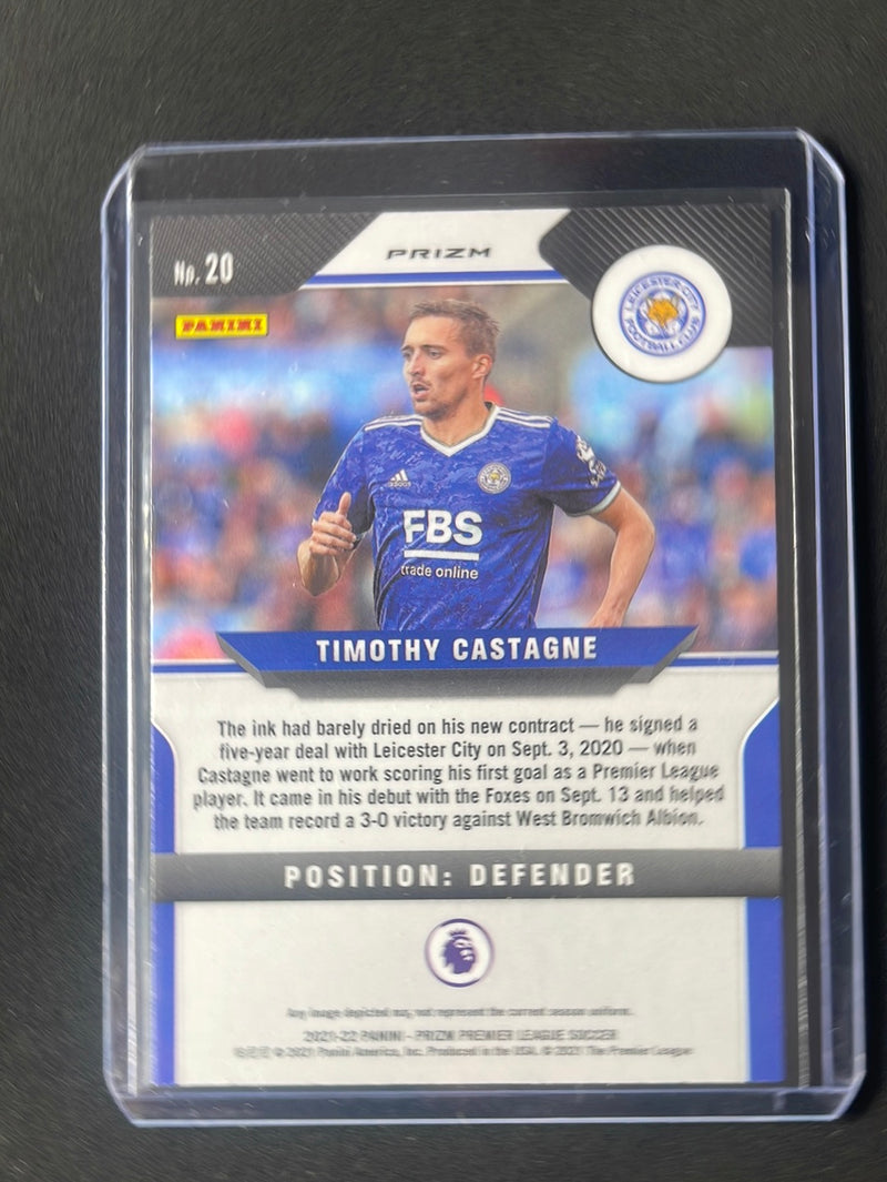 2021-22 Prizm Premier League Timothy Castagne Blue/Yellow/Green Choice Prizm