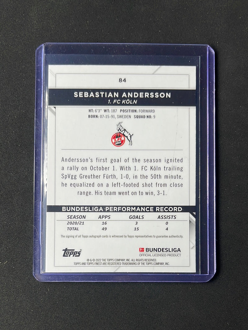 2021-22 Topps Finest Bundesliga Sebastian Andersson Refractor