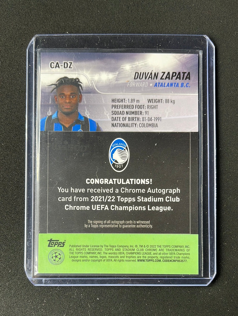2021-22 Topps Stadium Club Chrome UEFA Champions League Duvan Zapata Chrome Autographs