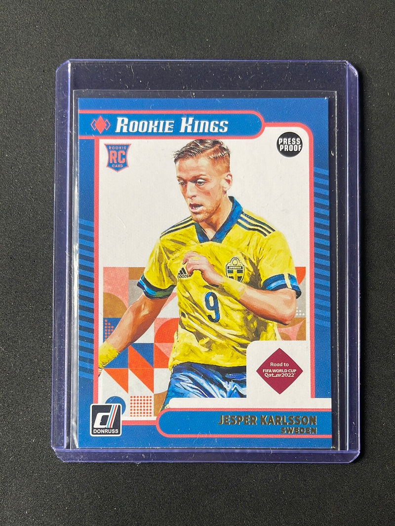 2021-22 Panini Donruss Road To Qatar Jesper Karlsson Rookie Kings Press Proof