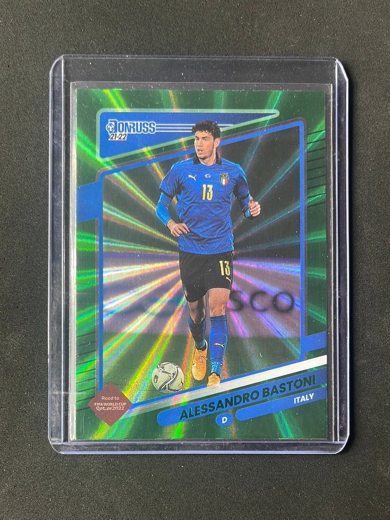 2021-22 Panini Donruss Road To Qatar Alessandro Bastoni Green Laser