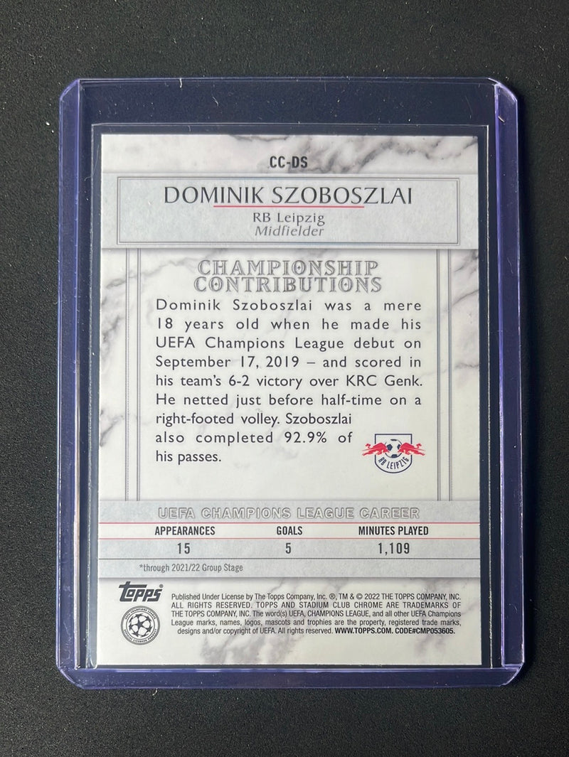 2021-22 Topps Stadium Club Chrome UEFA Champions League Dominik Szoboszlai Championship Contributions