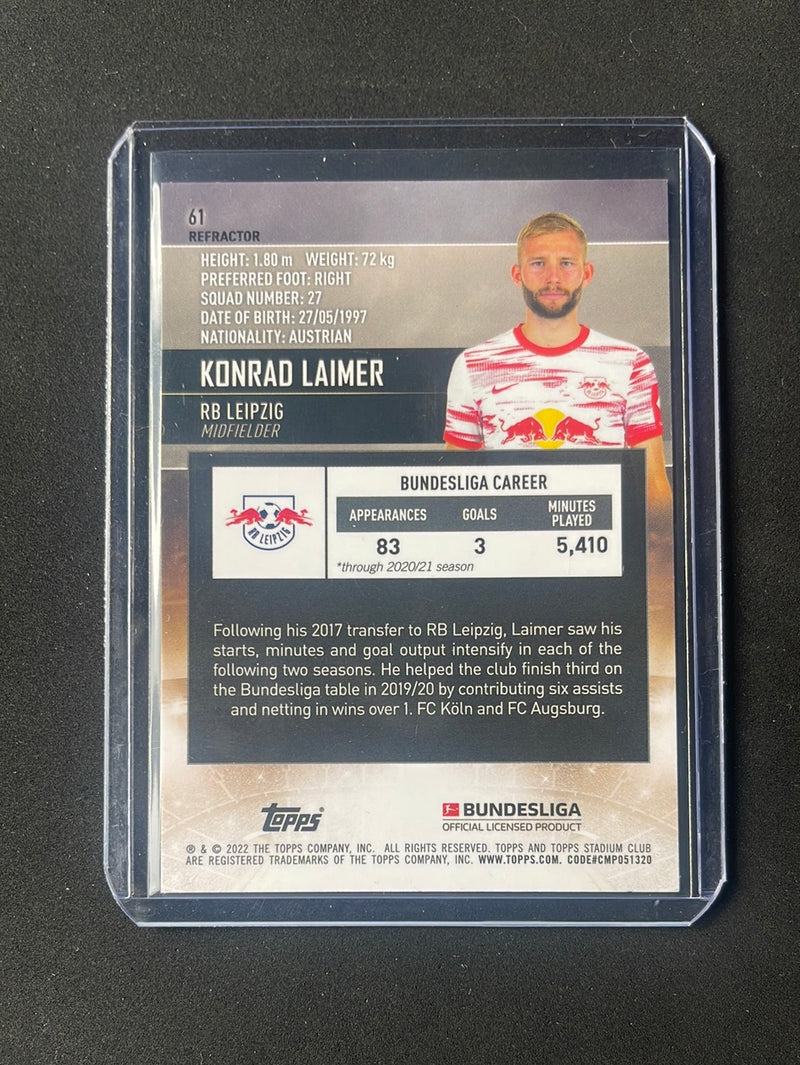 2021-22 Topps Bundesliga Stadium Club Chrome Konrad Laimer Refractor