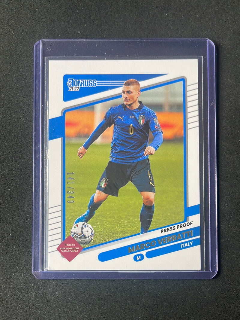 2021-22 Panini Donruss Road To Qatar Marco Verratti Press Proof Gold 141/349