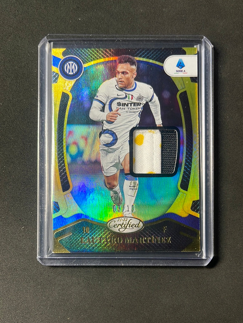 2021-22 Panini Chronicles Soccer Lautaro Martinez Gold Certified Serie A Memorabilia 3/10