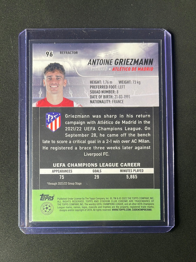 2021-22 Topps Stadium Club Chrome UEFA Champions League Antonie Griezmann Refractor