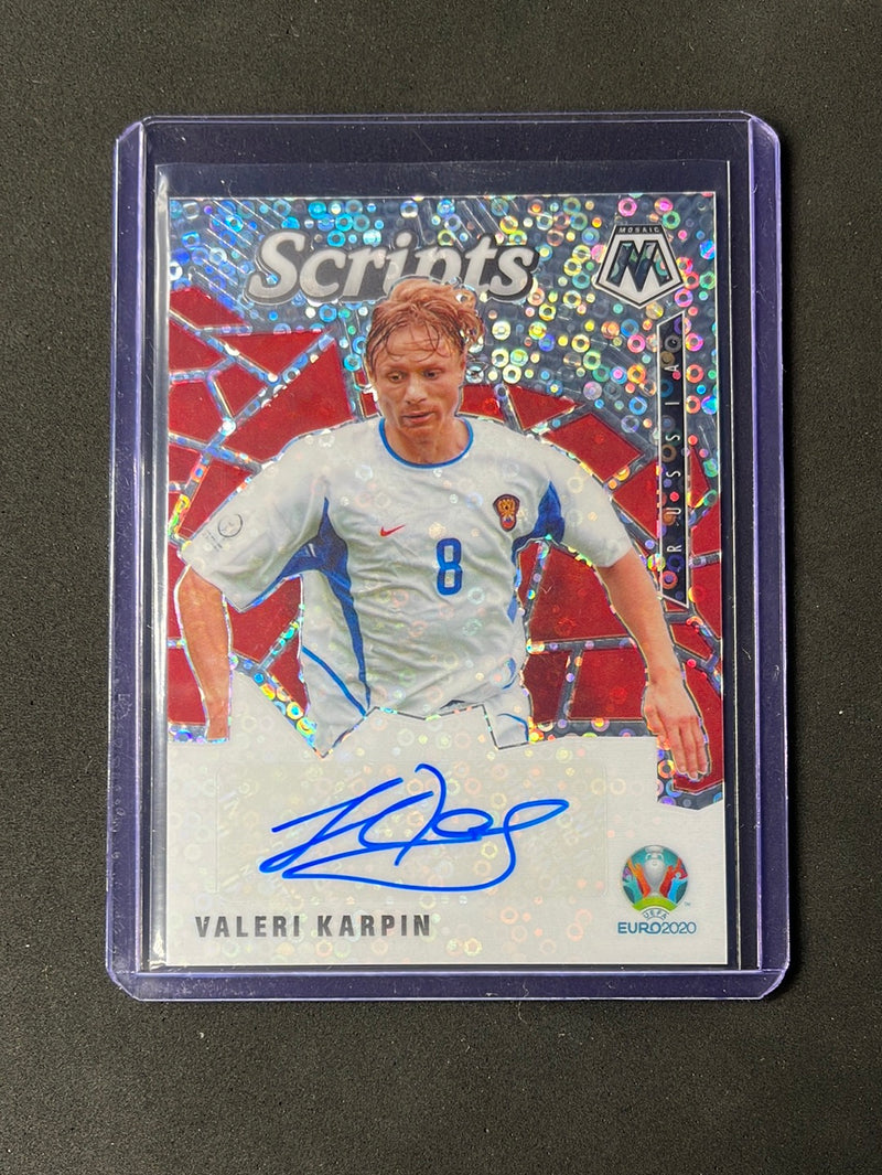 2020-21 Panini Mosaic Euro Valeri Karpin Scripts Silver Circles Auto