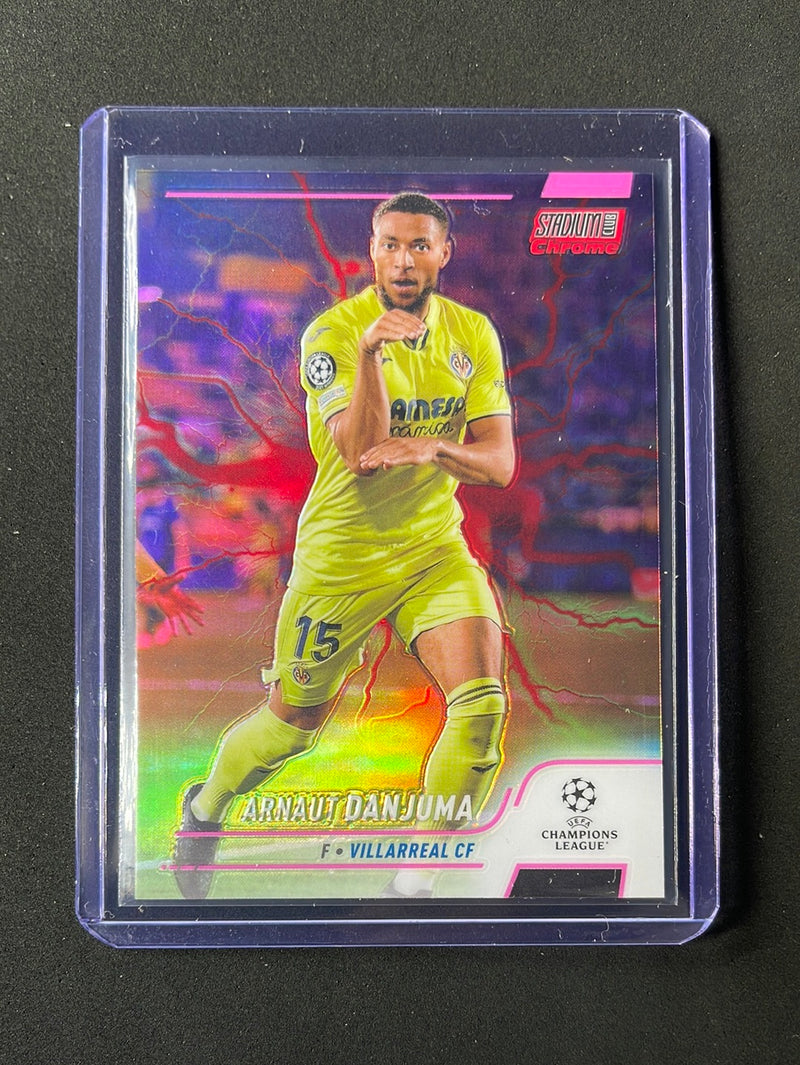 2021-22 Topps Stadium Club Chrome UEFA Champions League Arnaut Danjuma Pink/Red Electric Charge Refractor