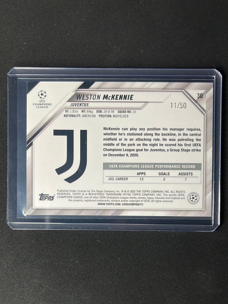 2021-22 Topps UEFA Champions League Weston McKennie Gold Starball 11/50