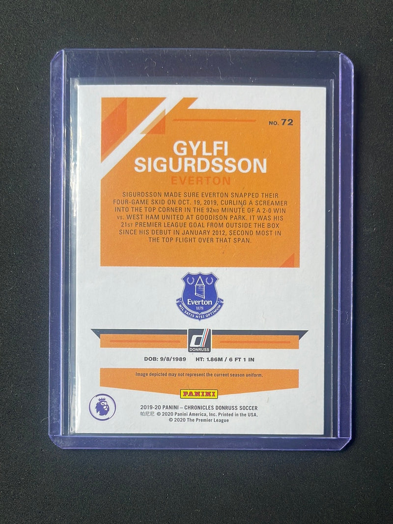 2019-20 Panini Chronicles Gylfi Sigurdsson Donruss Press Proof Purple Laser