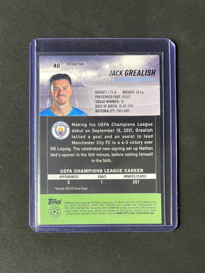 2021-22 Topps Stadium Club Chrome UEFA Champions League Jack Grealish Refractor