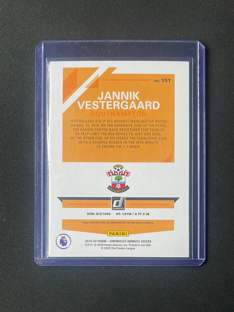 2019-20 Panini Chronicles Jannik Vestergaard Donruss Press Proof Purple Laser