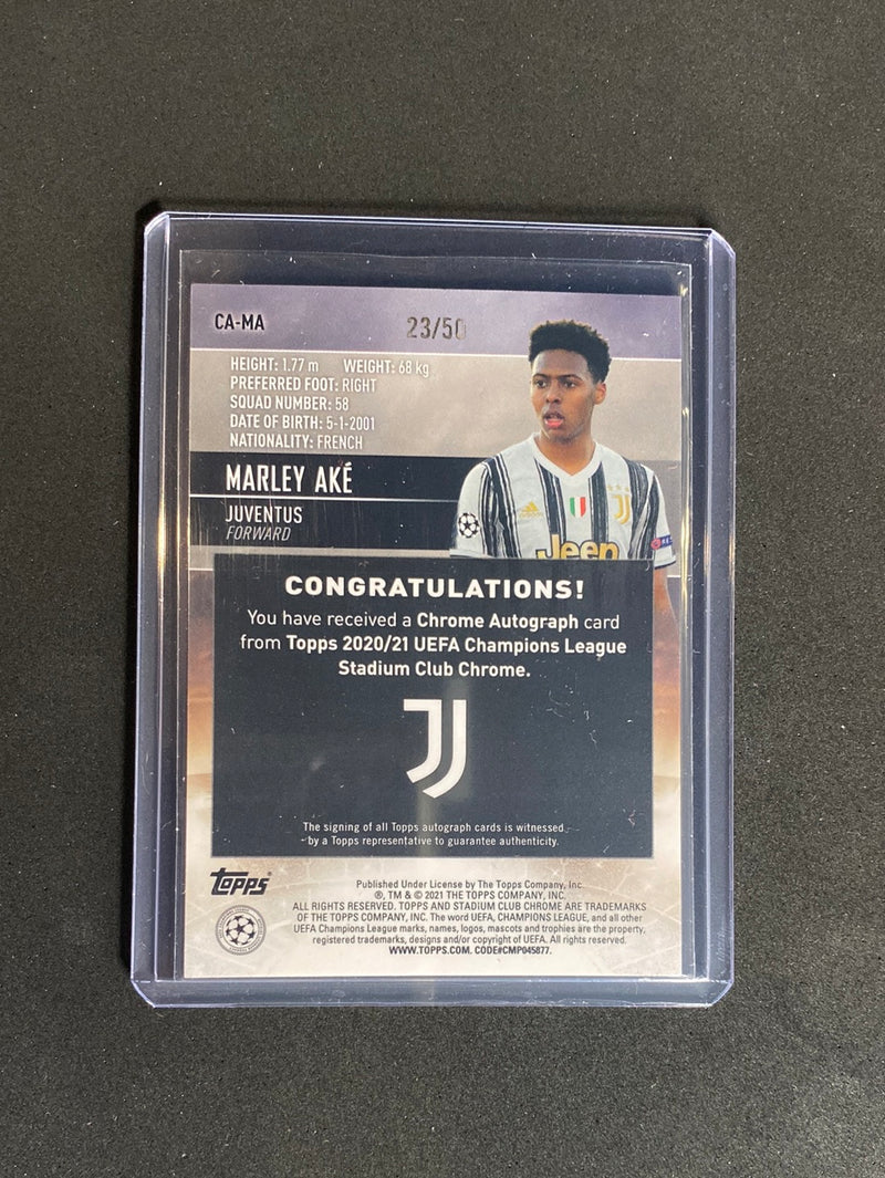 2020-21 Topps Stadium Club UEFA Champions League Marley Ake Gold Autograph 23/50