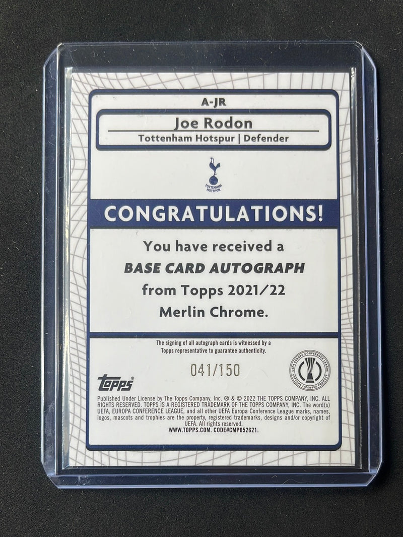 2021-22 Topps Merlin Chrome UEFA Champions League Joe Rodon Speckle Autograph 41/150