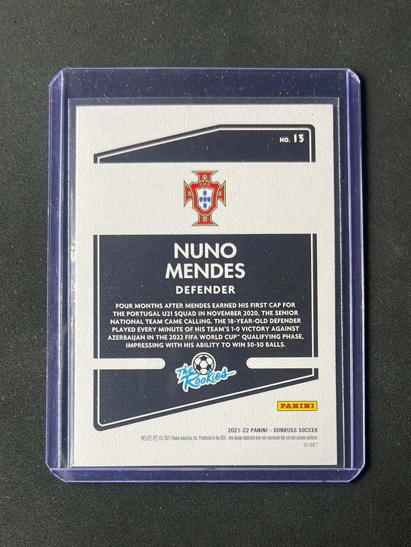 2021-22 Panini Donruss Road To Qatar Nuno Mendes The Rookies Press Proof