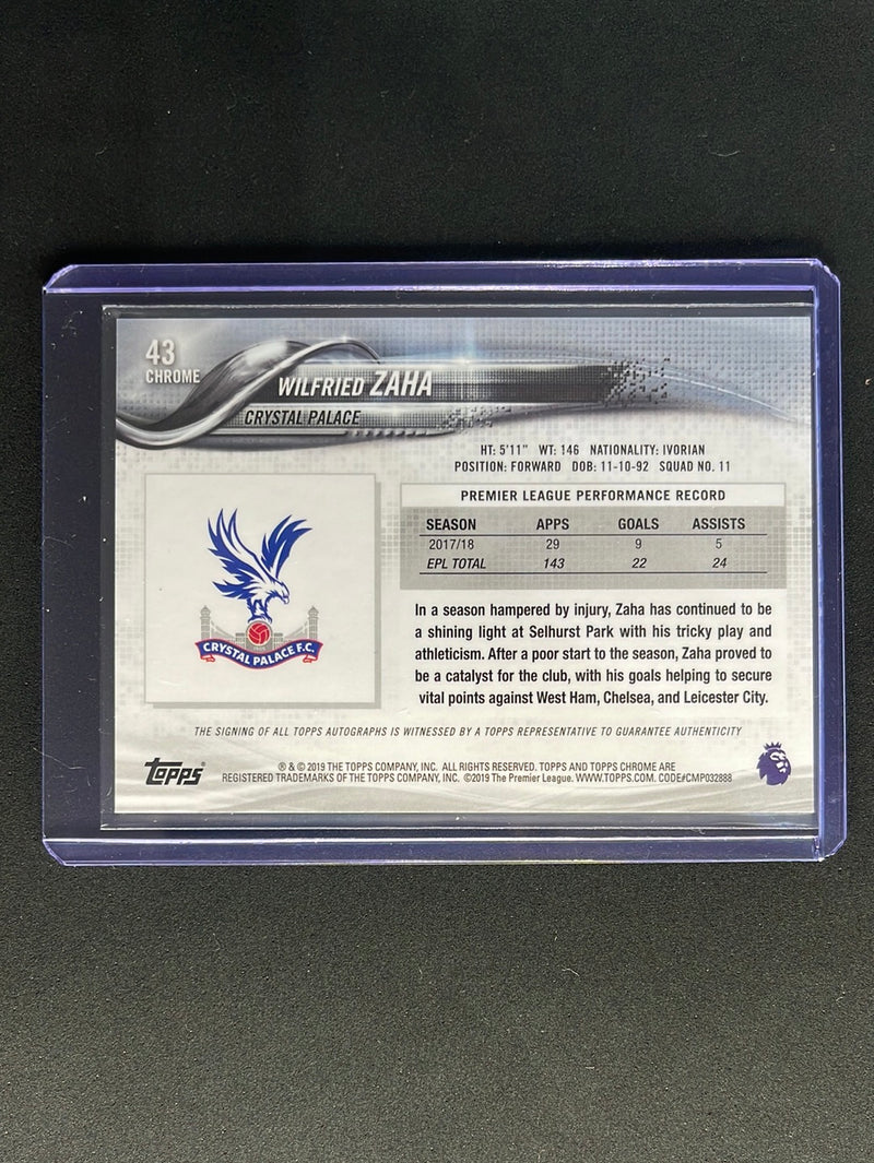 2018-19 Topps Chrome Premier League Wilfried Zaha Autograph