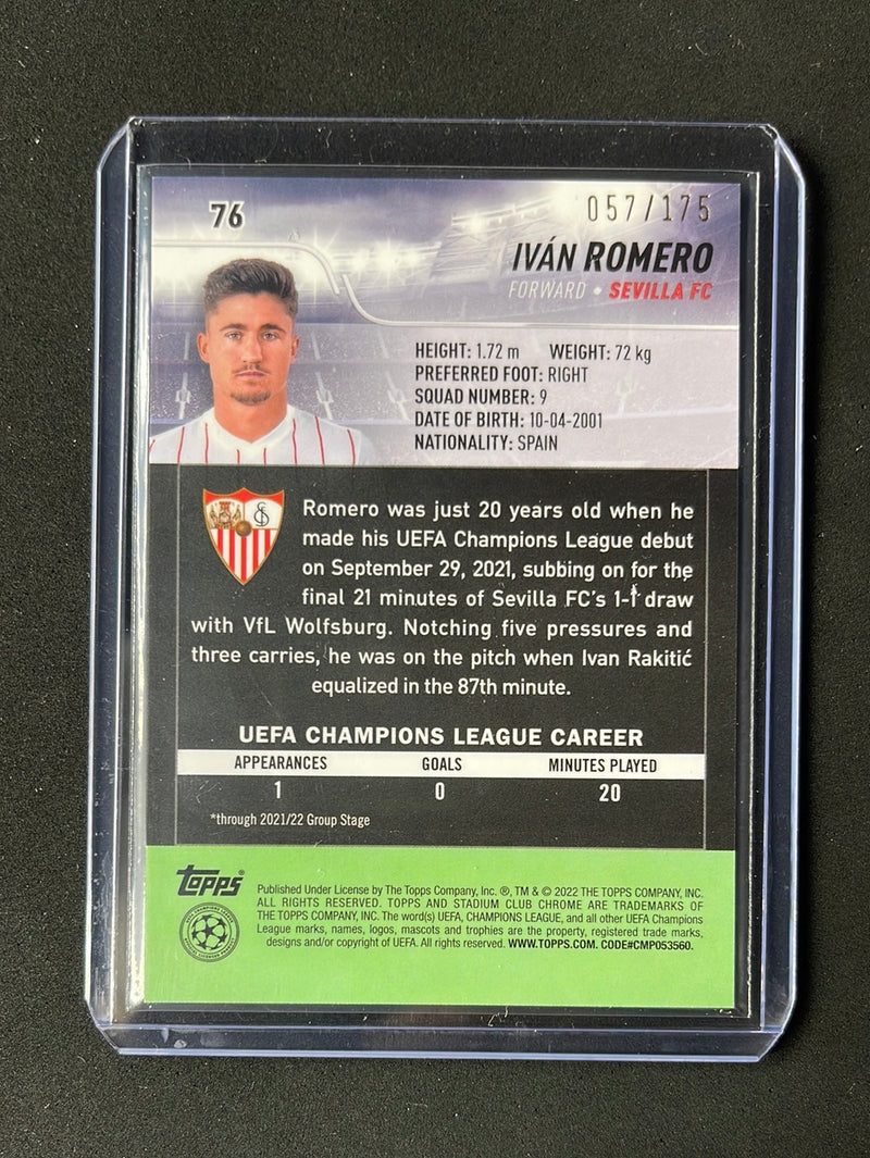 2021-22 Topps Stadium Club Chrome UEFA Champions League Ivan Romero Night Vision Prism Refractor 57/175