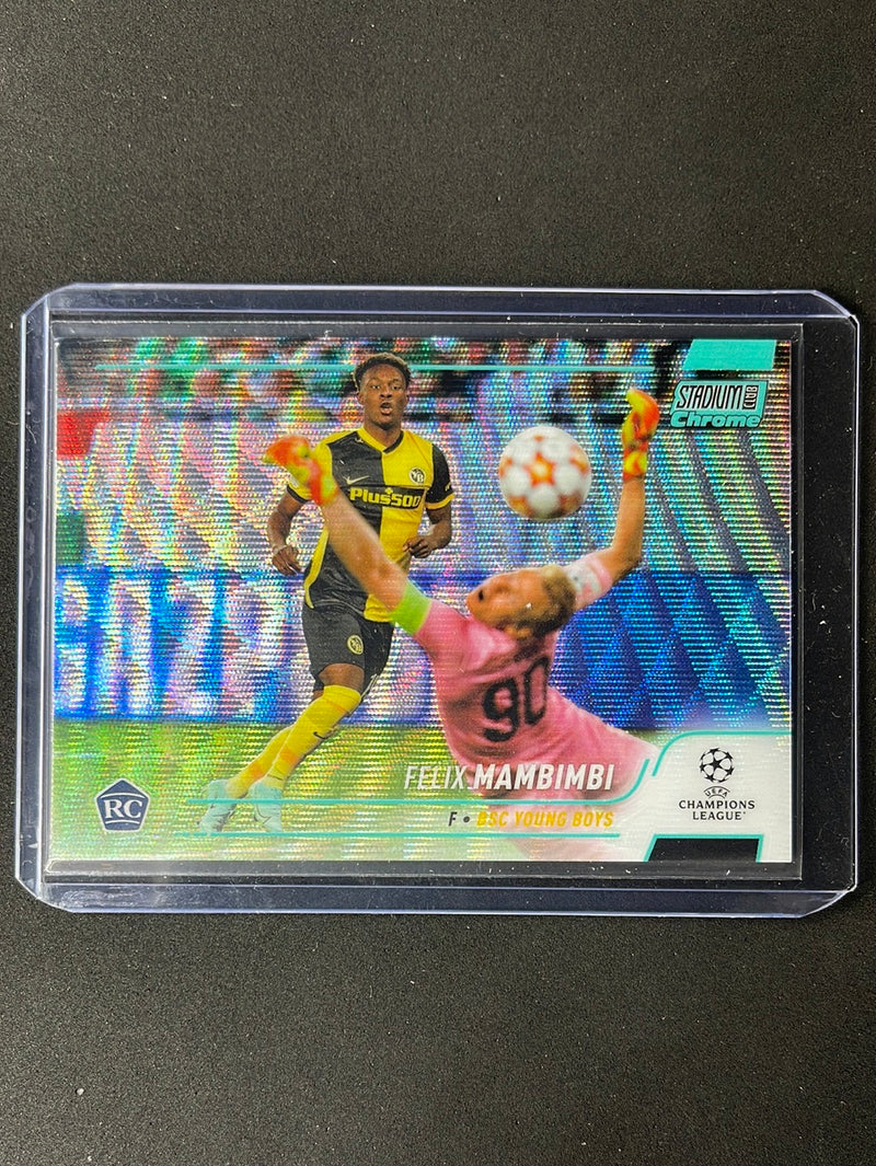 2021-22 Topps Stadium Club Chrome UEFA Champions League Felix Mambimbi Aqua Wave Refractor 224/250