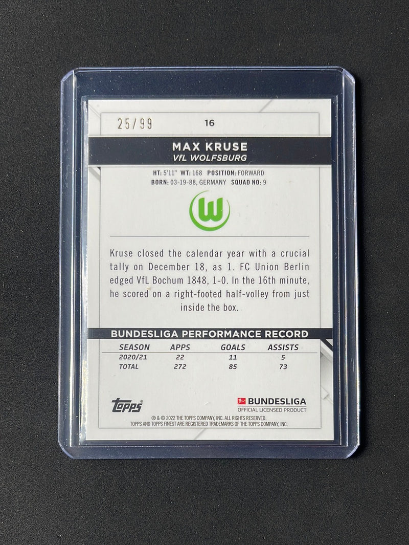 2021-22 Topps Finest Bundesliga Max Kruse Green Wave Refractor 25/99