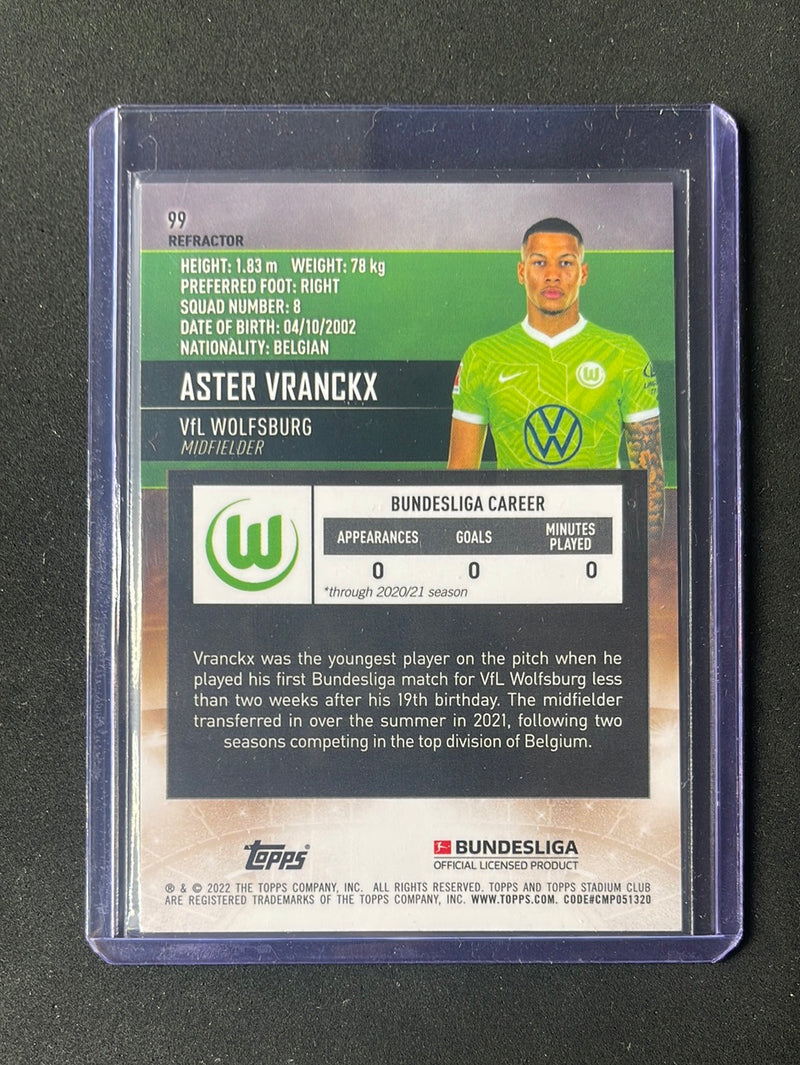 2021-22 Topps Bundesliga Stadium Club Chrome Aster Vranckx Refractor