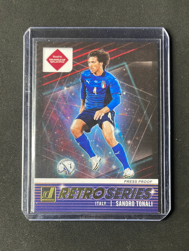 2021-22 Panini Donruss Road To Qatar Sandro Tonali Retro Series Press Proof