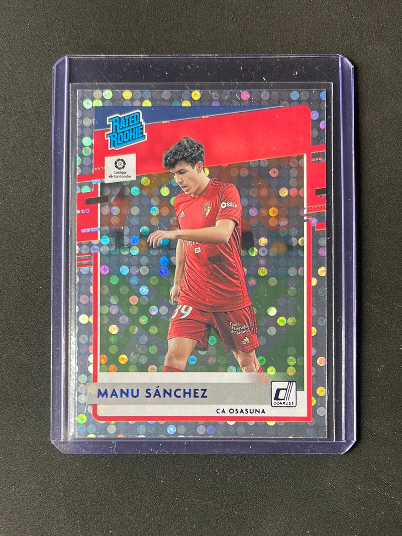 2020-21 Panini Chronicles Manu Sanchez Donruss Rated Rookies La Liga Blue Circles