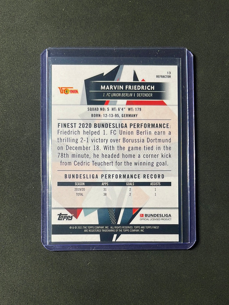 2020-21 Topps Finest Bundesliga Soccer Marvin Friedrich Refractor