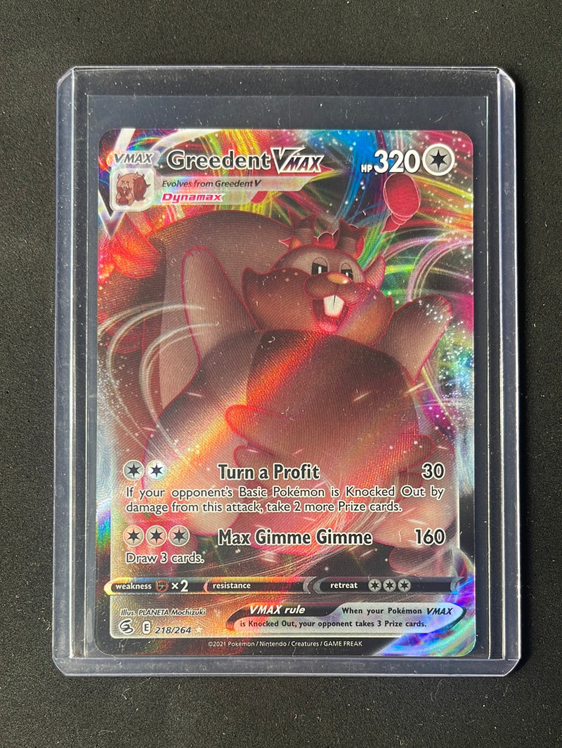 Pokemon TCG Fusion Strike Greedent VMAX 218/264 Pokemon TCG Fusion Strike Greedent VMAX 218/264