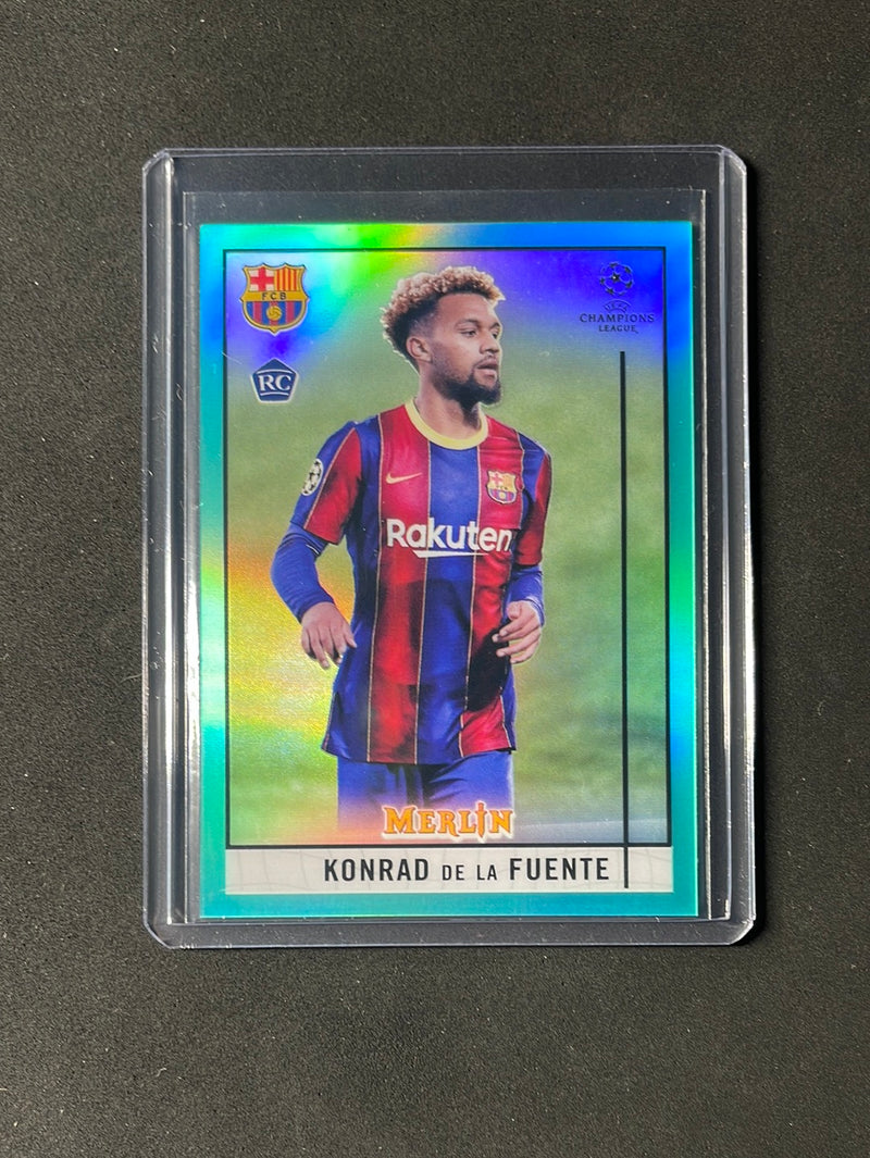 2020-21 Topps Merlin Chrome UEFA Champions League Konrad De La Fuente Aqua Refractor 107/199