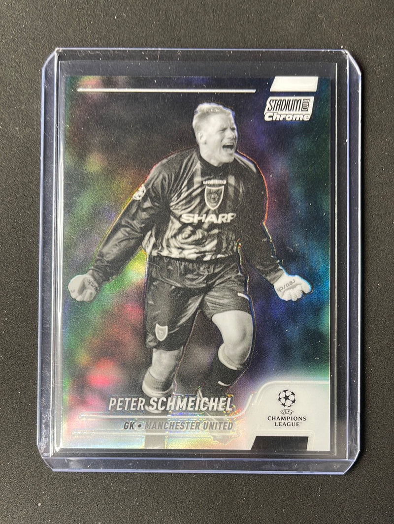 2021-22 Topps Stadium Club Chrome UEFA Champions League Peter Schmeichel Black & White Refractor 57/299
