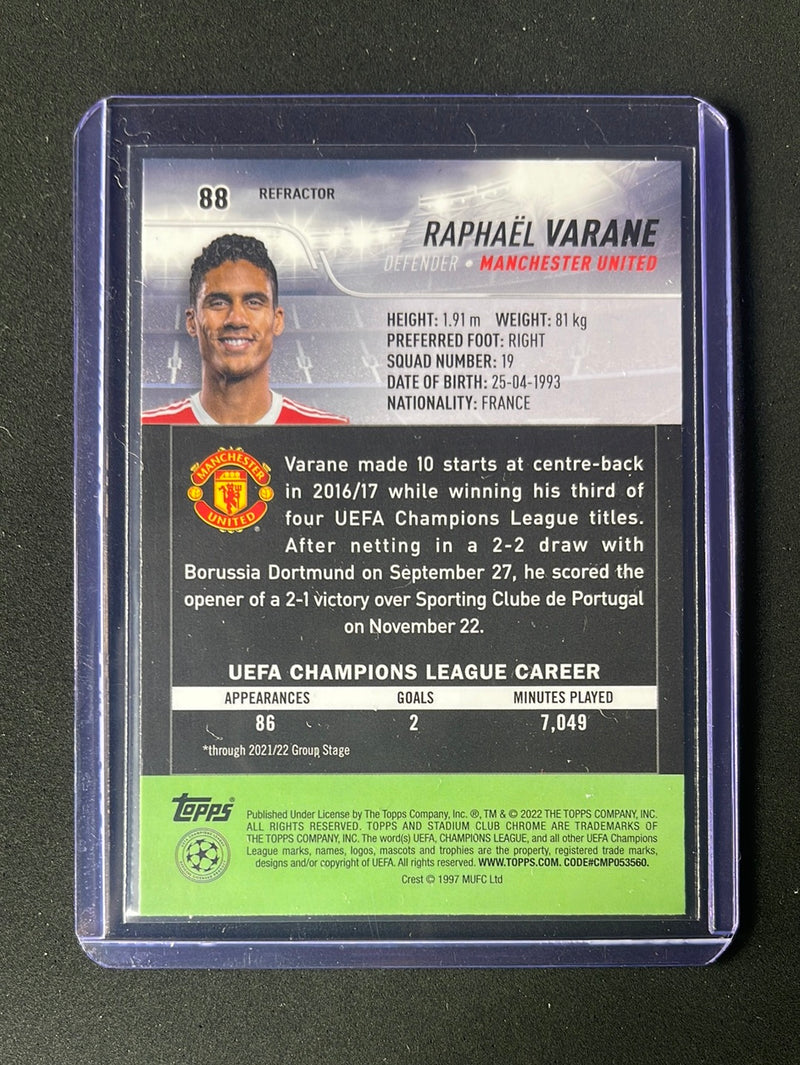 2021-22 Topps Stadium Club Chrome UEFA Champions League Raphael Varane Refractor