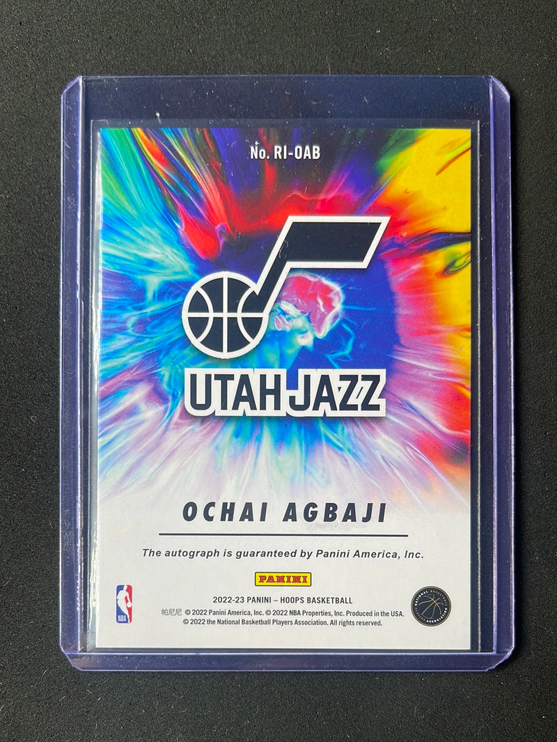 2022-23 NBA Hoops Ochai Agbaji Rookie Ink Hyper Gold